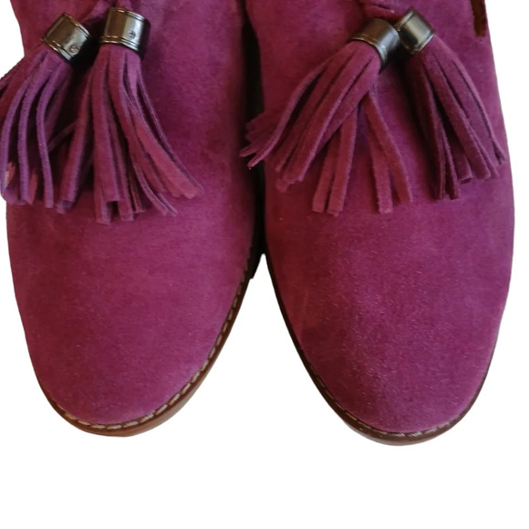 Franco Sarto Jolie Magenta Loafers Slip On Suede Tassled Flats size 8 - Picture 4 of 10